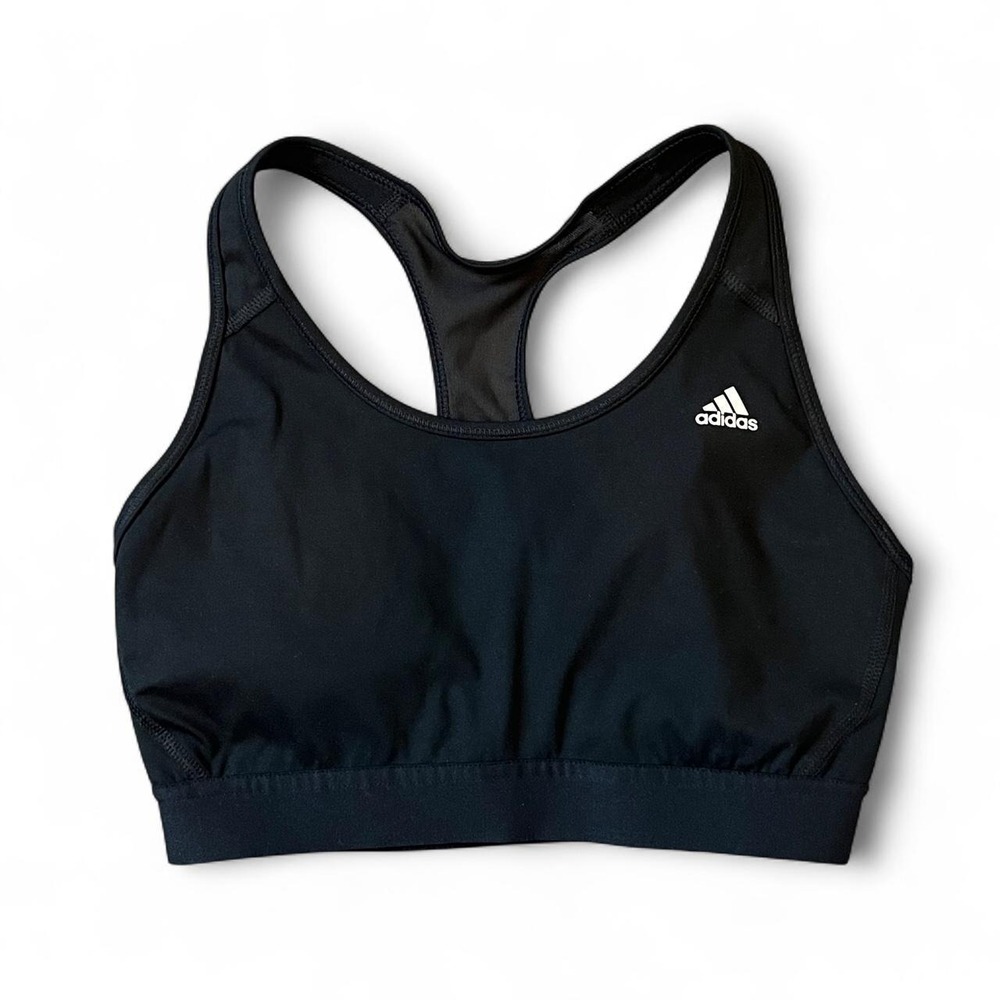Adidas Women's M Black Padded Sports Bra Removable Pads Racerback Workout